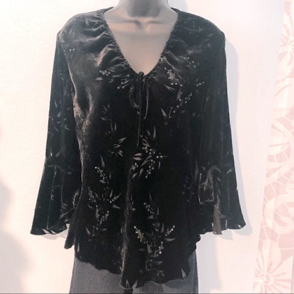 Alexandra Bartlett Black Velvet Blouse Size Small